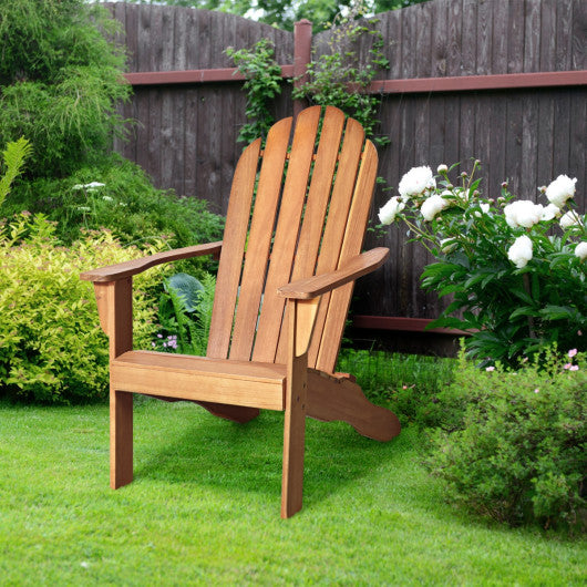 Acacia Wood Outdoor Adirondack Chair with Ergonomic Design-Gray - Set Shop and Smile