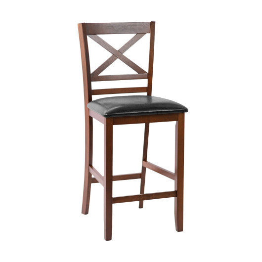Set of 2 Bar Stools 24 Inch Counter Height Chairs with Rubber Wood Legs - Set Shop and Smile