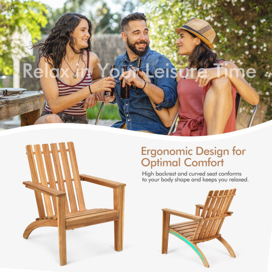 Outdoor Durable Patio Acacia Wood Adirondack Lounge Armchair-Black - Set Shop and Smile