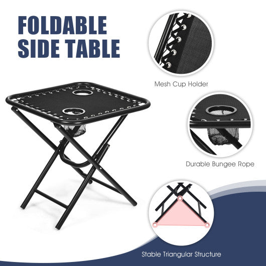 3 Pieces Folding Portable Zero Gravity Reclining Lounge Chairs Table Set-Beige - Set Shop and Smile