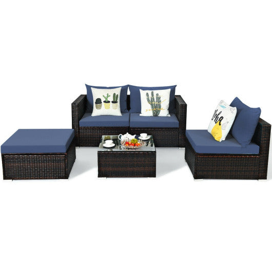 5 Pieces Patio Rattan Furniture Set with Coffee Table-Off White - Set Shop and Smile