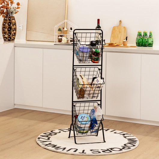 3-Tier Fruit Basket Stand with Adjustable Heights - Set Shop and Smile