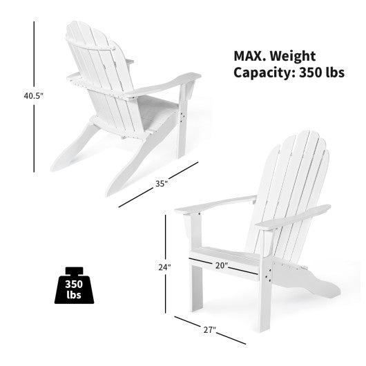 Acacia Wood Outdoor Adirondack Chair with Ergonomic Design-White - Set Shop and Smile