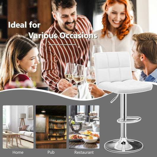 Adjustable Swivel Bar Stool with PU Leather-Black - Set Shop and Smile