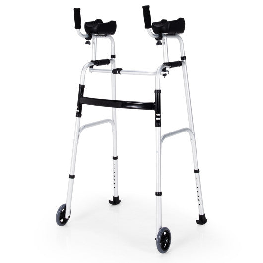 Folding Adjustable Aluminum Wheel Walking Frame-Navy - Set Shop and Smile
