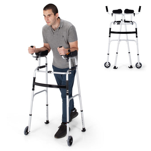 Folding Adjustable Aluminum Wheel Walking Frame-Navy - Set Shop and Smile