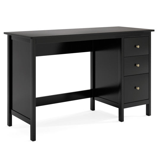 3-Drawer Home Office Study Computer Desk with Spacious Desktop-Black