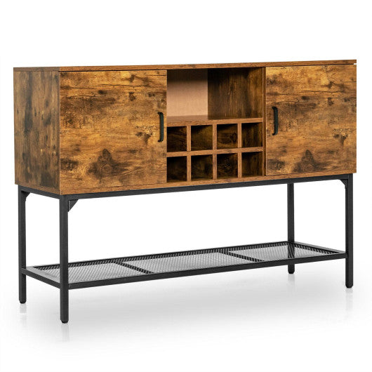 Industrial Kitchen Buffet Sideboard with Wine Rack and 2 Doors-Rustic Brown - Set Shop and Smile