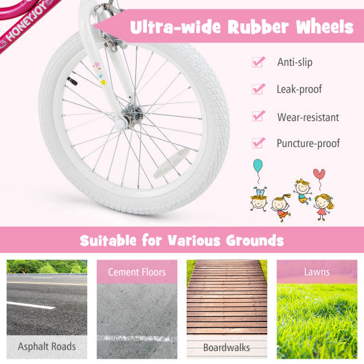 Kids Bicycle 18 Inch Toddler and Kids Bike with Training Wheels for 6-8 Year Old Kids-Pink - Set Shop and Smile