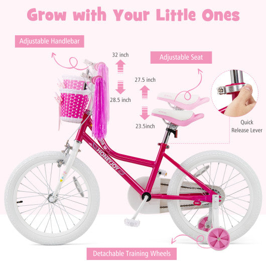Kids Bicycle 18 Inch Toddler and Kids Bike with Training Wheels for 6-8 Year Old Kids-Pink - Set Shop and Smile