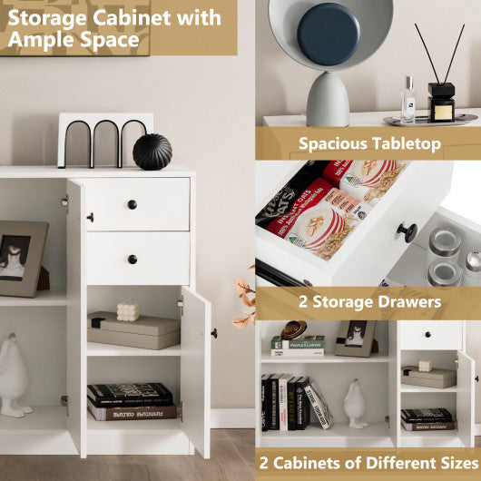 Modern Buffet Sideboard with 2 Pull-out Drawers and Adjustable Shelf for Kitchen-White - Set Shop and Smile