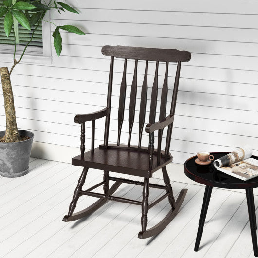 Outdoor Rocking Chair with Slatted Backrest-Black