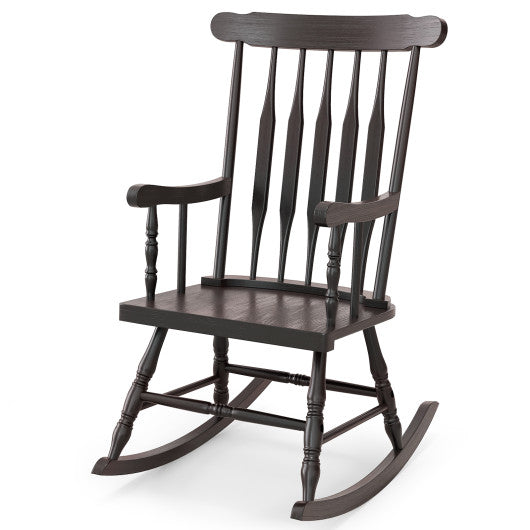 Outdoor Rocking Chair with Slatted Backrest-Black