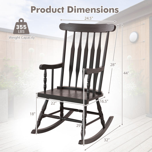 Outdoor Rocking Chair with Slatted Backrest-Black