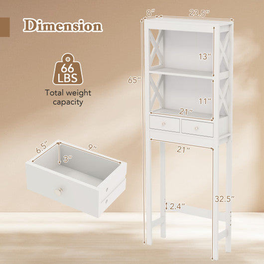 Toilet Space Saver Bathroom Organizer Storage Shelf with Drawers