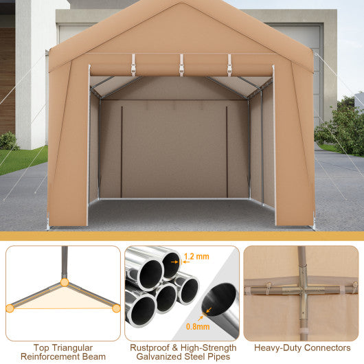 10 x 20 Feet Patio Heavy Duty  All-Weather Carport-without Sidewall - Set Shop and Smile