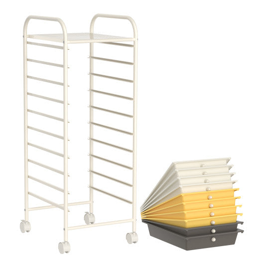 10 Drawer Rolling Storage Cart Organizer-Yellow - Set Shop and Smile