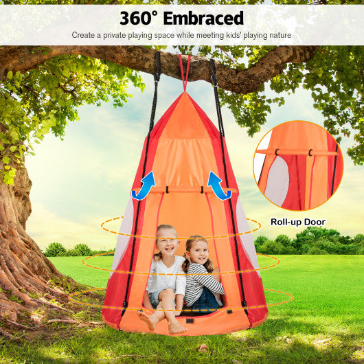 2-in-1 40 Inch Kids Hanging Chair Detachable Swing Tent Set-Blue - Set Shop and Smile