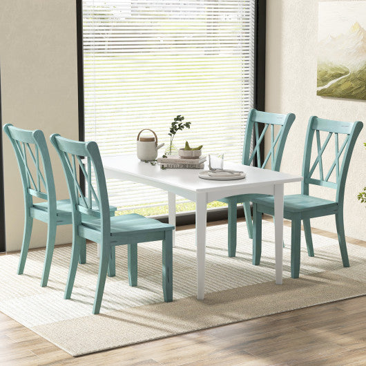 Set of 2 Cross Back Rubber Wood Dining Chairs - Set Shop and Smile