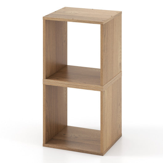 2 Cubes Stackable Bookcase for Living Room and Study-Natural - Set Shop and Smile