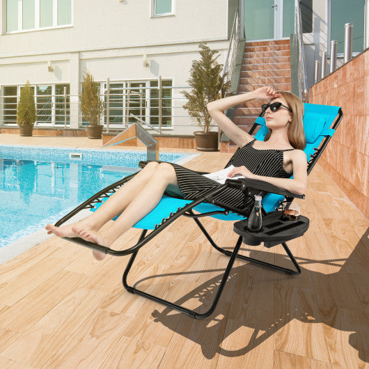 Outdoor Folding Zero Gravity Reclining Lounge Chair-Light Blue
