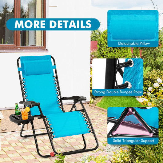 Outdoor Folding Zero Gravity Reclining Lounge Chair-Light Blue