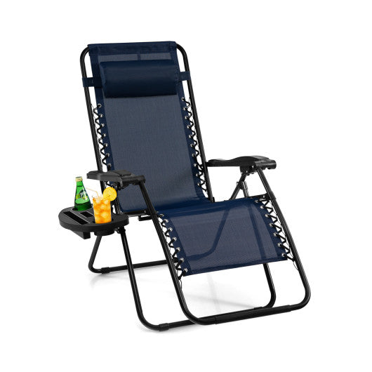 Outdoor Folding Zero Gravity Reclining Lounge Chair-Blue