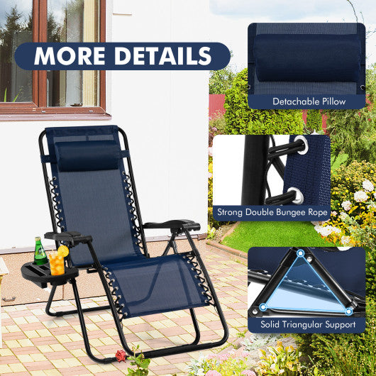 Outdoor Folding Zero Gravity Reclining Lounge Chair-Blue