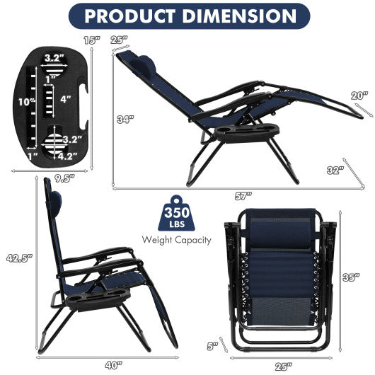 Outdoor Folding Zero Gravity Reclining Lounge Chair-Blue