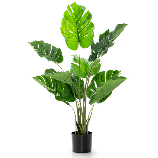 4 Feet Artificial Monstera Deliciosa Tree with 10 Leaves of Different Sizes - Set Shop and Smile