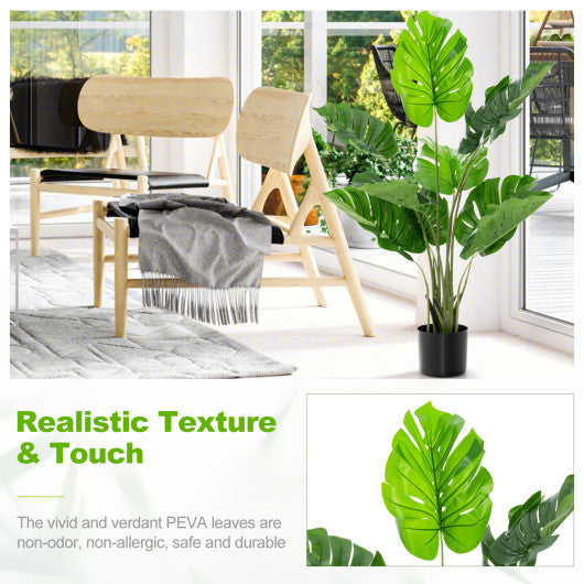 4 Feet Artificial Monstera Deliciosa Tree with 10 Leaves of Different Sizes - Set Shop and Smile
