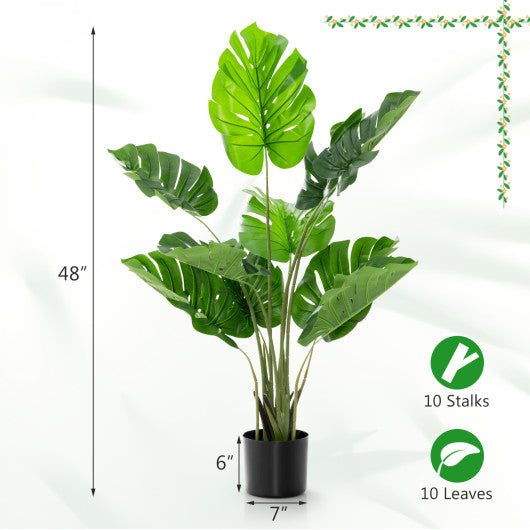 2 Pack Artificial Monstera Deliciosa Tree with 10 Leaves of Different Sizes - Set Shop and Smile