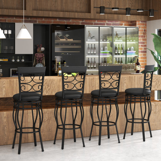 Set of 2 30 Inch Bar Stool with Backrest and Footrest-Black - Set Shop and Smile