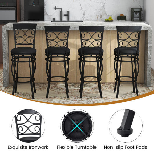 Set of 2 30 Inch Bar Stool with Backrest and Footrest-Black - Set Shop and Smile