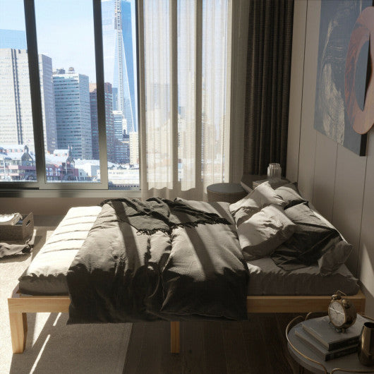 Queen Size 14 Inch Wooden Bed Mattress Frame-Natural - Set Shop and Smile