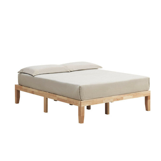 Queen Size 14 Inch Wooden Bed Mattress Frame-Natural - Set Shop and Smile