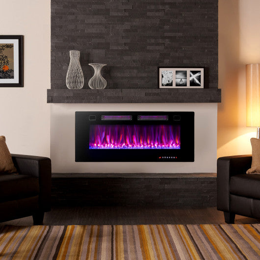 42 Inch Ultra-Thin Electric Fireplace with Decorative Crystals and Smart APP Control-42 inch - Set Shop and Smile