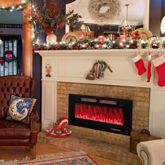 42 Inch Ultra-Thin Electric Fireplace with Decorative Crystals and Smart APP Control-42 inch - Set Shop and Smile