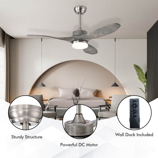 48 Inch Wood Ceiling Fan with LED Lights and 6 Speed Levels - Set Shop and Smile
