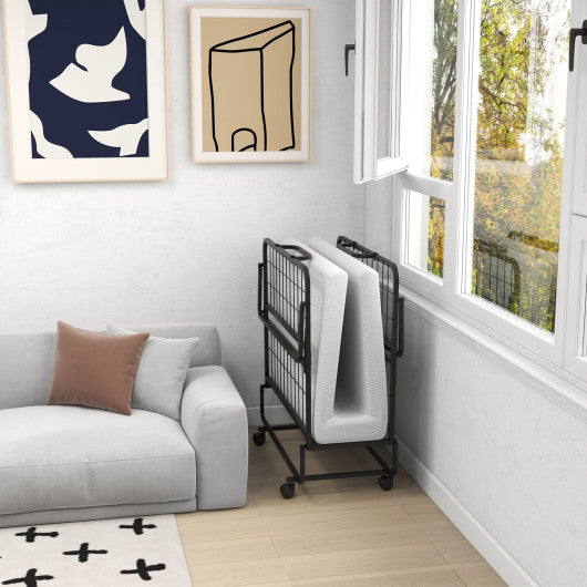 Twin Size Metal Folding Bed with Memory Foam Mattress - Set Shop and Smile