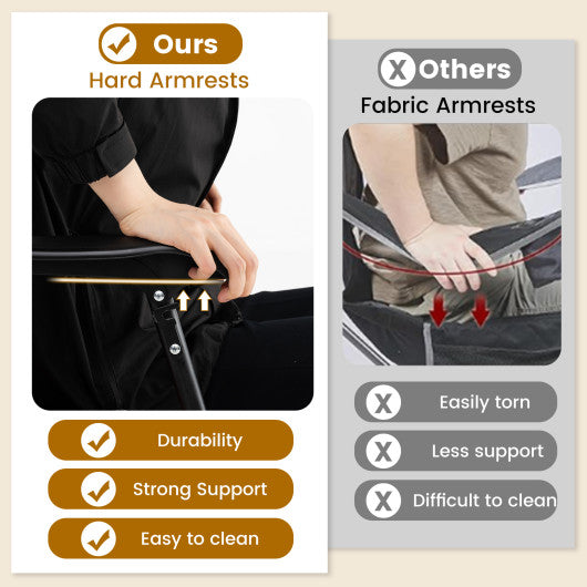 Foldable Rocking Padded Portable Camping Chair with Backrest and Armrest -Blue