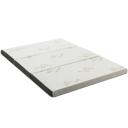 Queen 3 Inch Tri-fold Memory Foam Floor Mattress Topper Portable with Carrying Bag-M - Set Shop and Smile