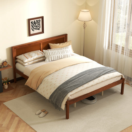 Twin/Full/Queen Size Bed Frame with Wooden Headboard and Slat Support-Queen Size - Set Shop and Smile