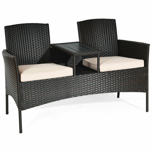 Modern Patio Conversation Set with Built-in Coffee Table and Cushions -Red - Set Shop and Smile