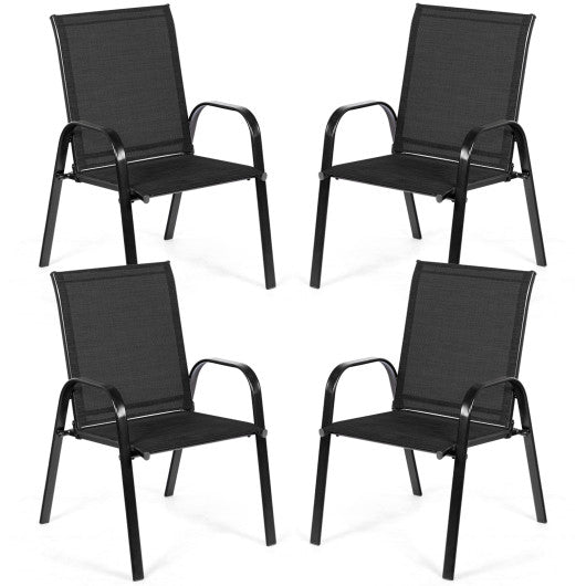2 Pcs Patio Outdoor Dining Chair with Armrest-Black - Set Shop and Smile