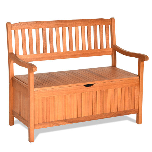 33 Gallon Wooden Storage Bench with Liner for Patio Garden Porch - Set Shop and Smile