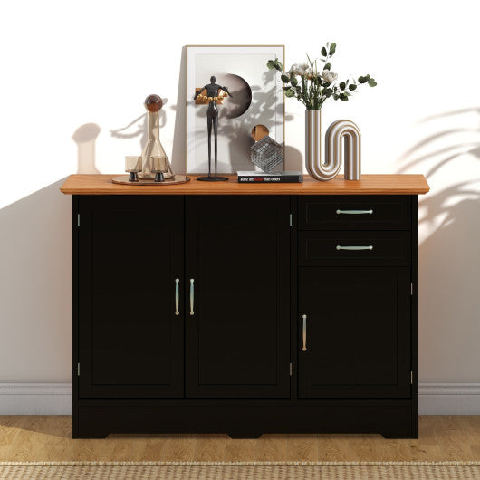 Buffet Storage Cabinet with 2-Door Cabinet and 2 Drawers-Black - Set Shop and Smile