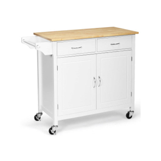 Modern Rolling Kitchen Cart Island with Wooden Top-Brown - Set Shop and Smile