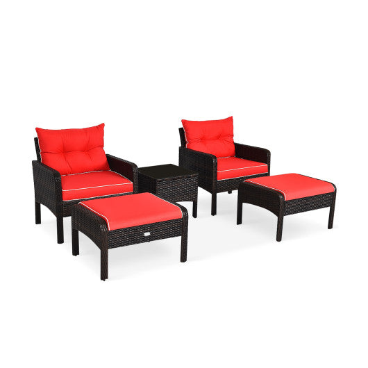 5 Pcs Patio Rattan Furniture Set Sofa