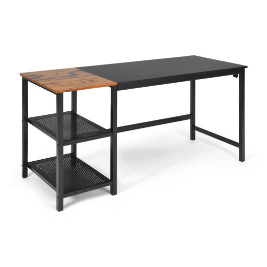 59 Inch Home Office Computer Desk with Removable Storage Shelves-Black - Set Shop and Smile